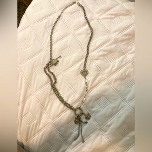 Steampunk Necklace with “British” Charms- Silvertone